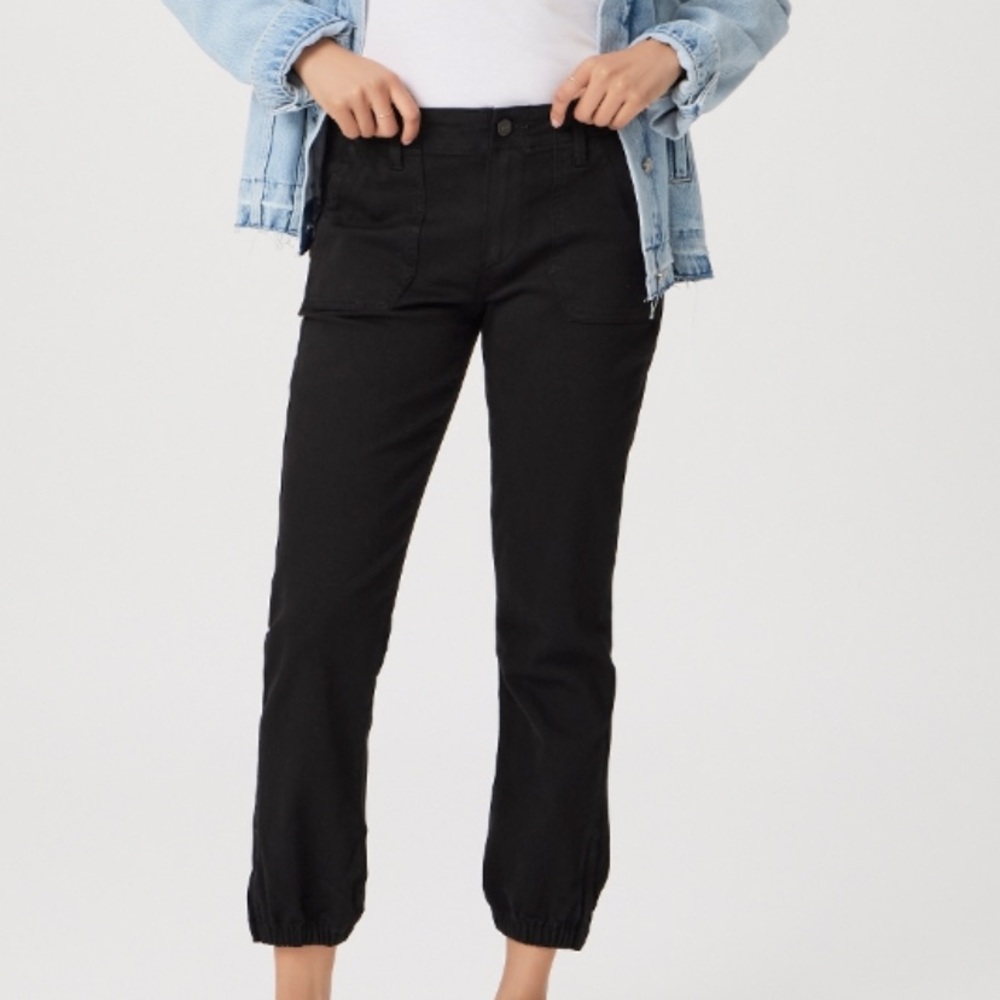PAIGE Black Ankle Cropped Jogger Pants - Picture 2 of 10